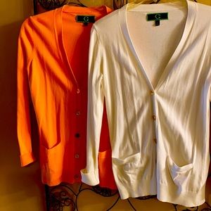 C Wonder - Women button up Sweaters white & Orange